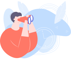 A man looking through binoculars